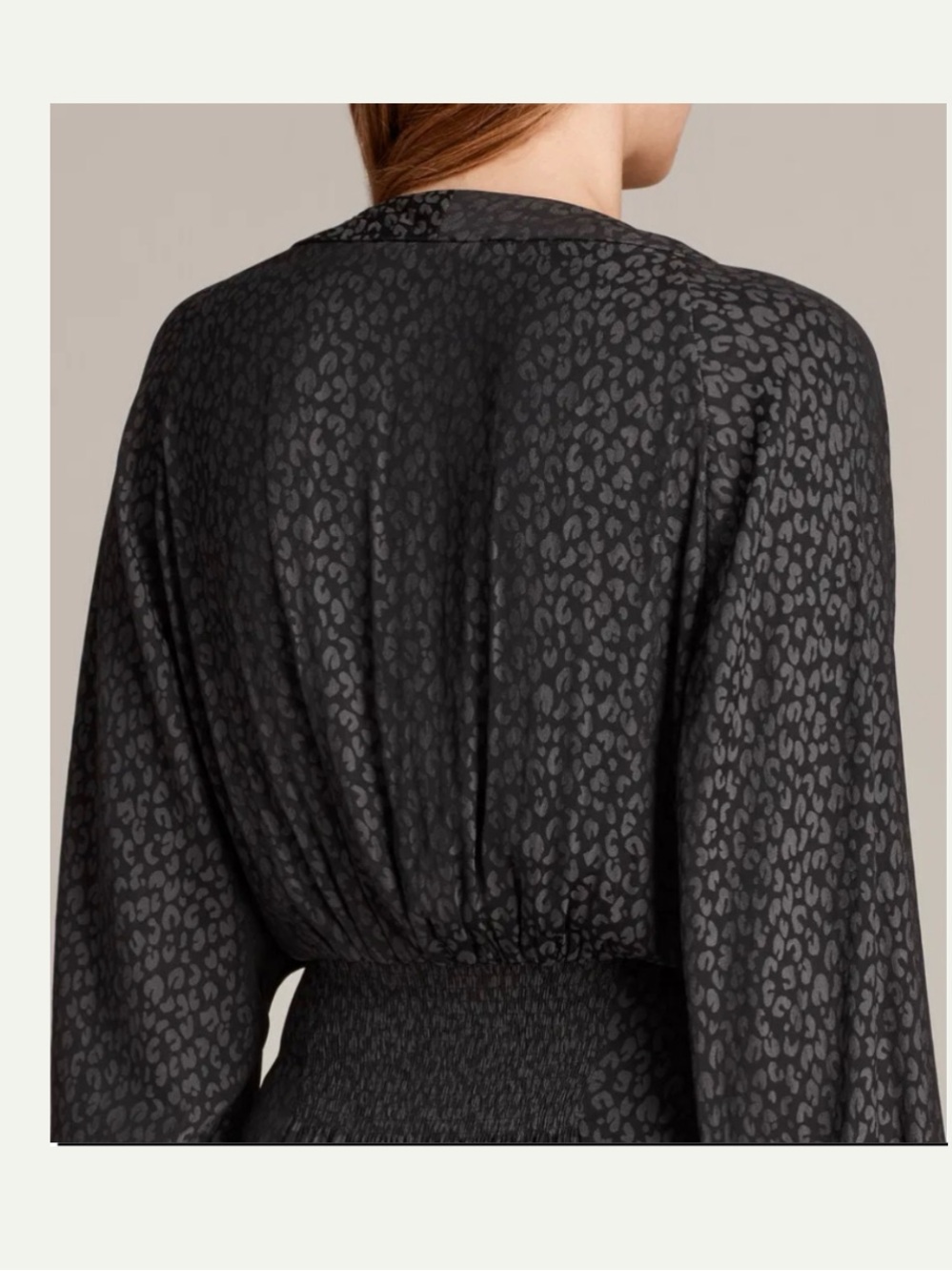 AllSaints Nichola Leopard Textured V‑Neck High-Low Mini Dress Small - Picture 3 of 14